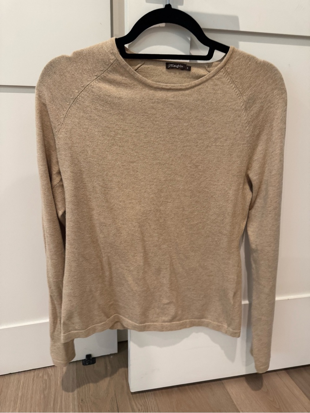J McLaughlin Lightweight Crewneck Sweater in Tan